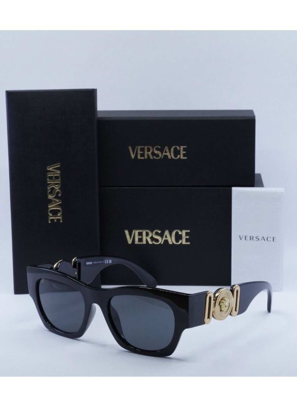 Versace VE4479U GB1/87 Square Sunglasses - Black/Dark Grey